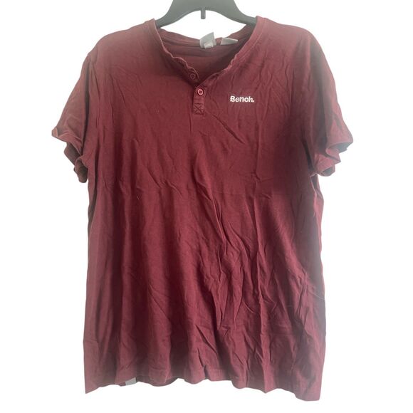 ✨Bench Maroon Button Down Short Sleeve Sz Large Tee✨ - Picture 1 of 6